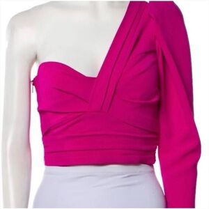 A.L.C. Vibrant Fuchsia One-Shoulder Crop Top